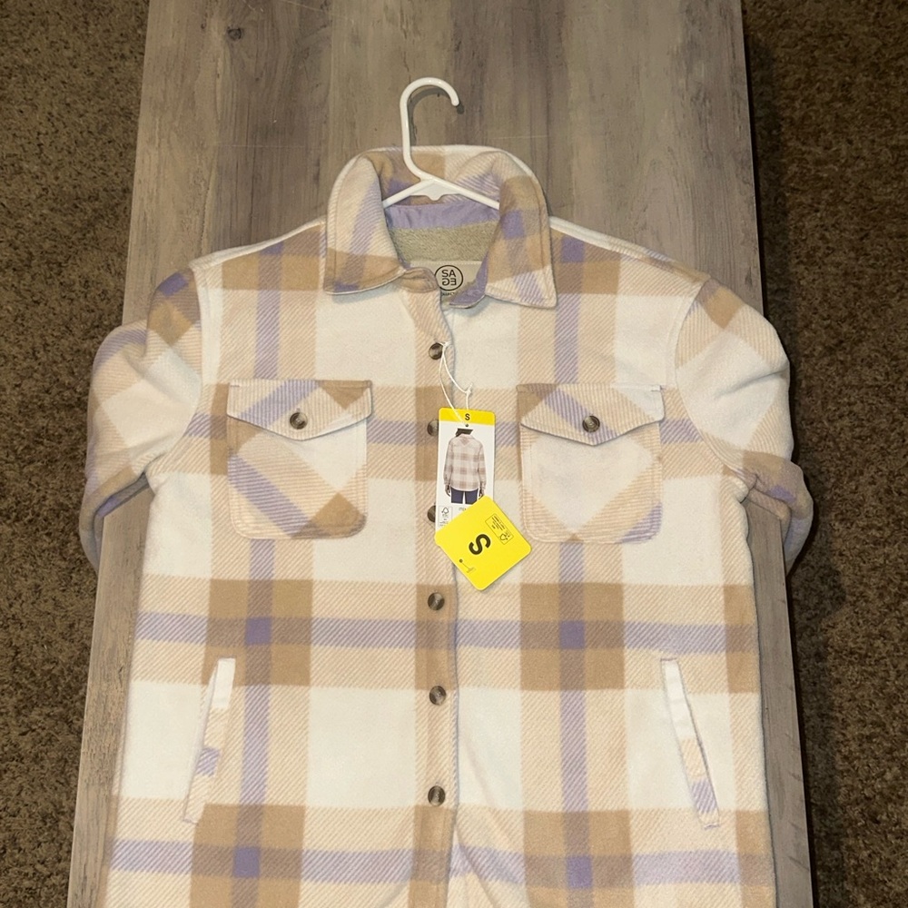 Plaid Women's Jacket in Cream and Purple